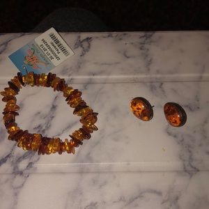 Amber earrings and bracelet